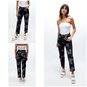 EUC PacSun Black Butterfly High Waisted High Rise Straight Leg Ankle Jeans 27​​